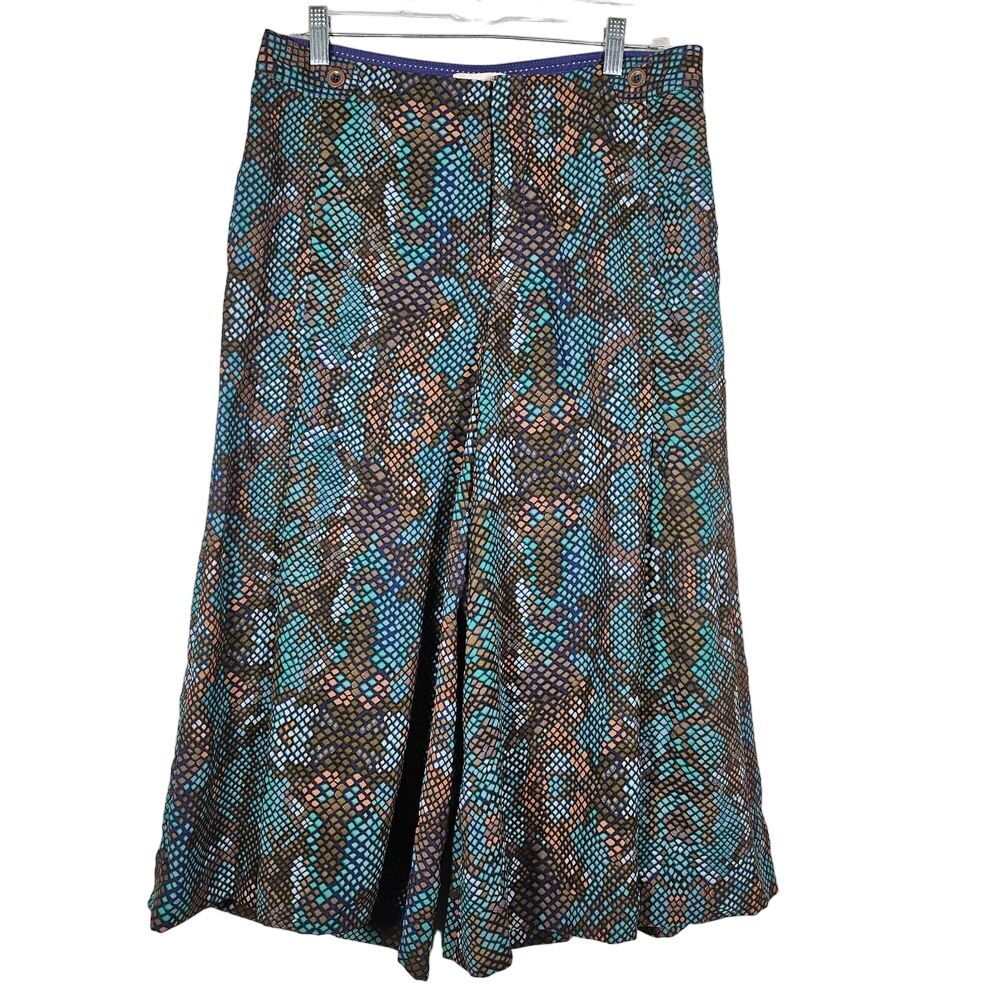 Anthropologie Essential Culotte Pants Size 10 Gaucho Wide Leg Multicolored Teal